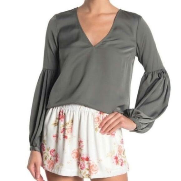 Revolve L'Academie Maya Long Sleeve V-neck Blouse - Picture 1 of 8